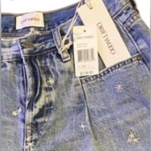 Driftwood Shorts Denim Embroidered Flower Ladies Size 26 Wide Leg